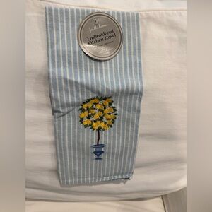 Blue Striped Embroidered Kitchen Towel